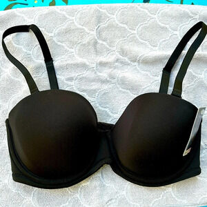 NWT WACOAL strapless (or not) black lightly padded bra size 34D